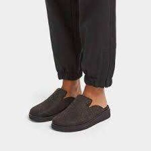 FitFlop Shuv Felt Clogs Men 9 Charcoal Grey Slip On Mules GW8-090